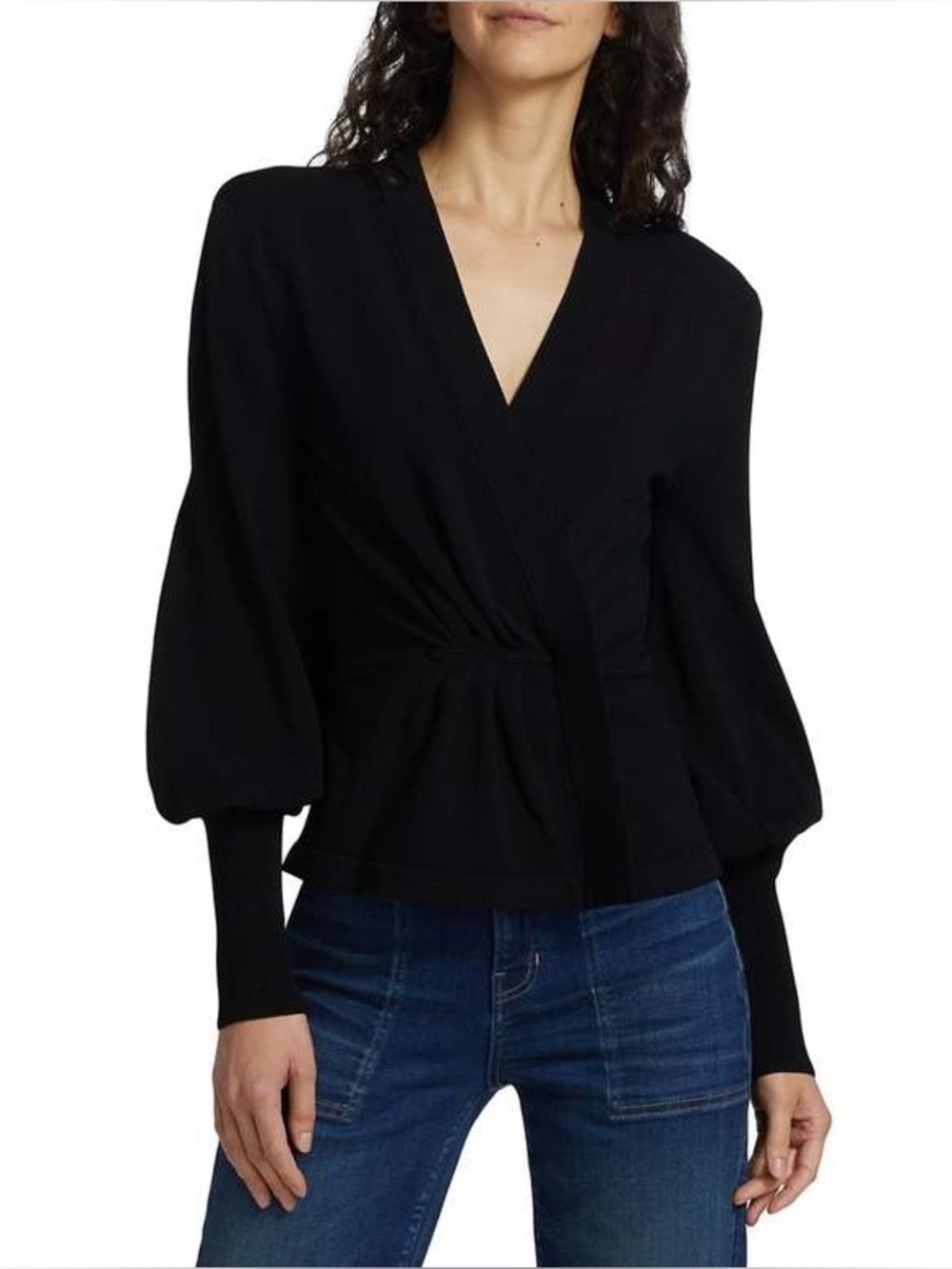Veronica Beard Tabisa Black Pullover Blouse Size Large
